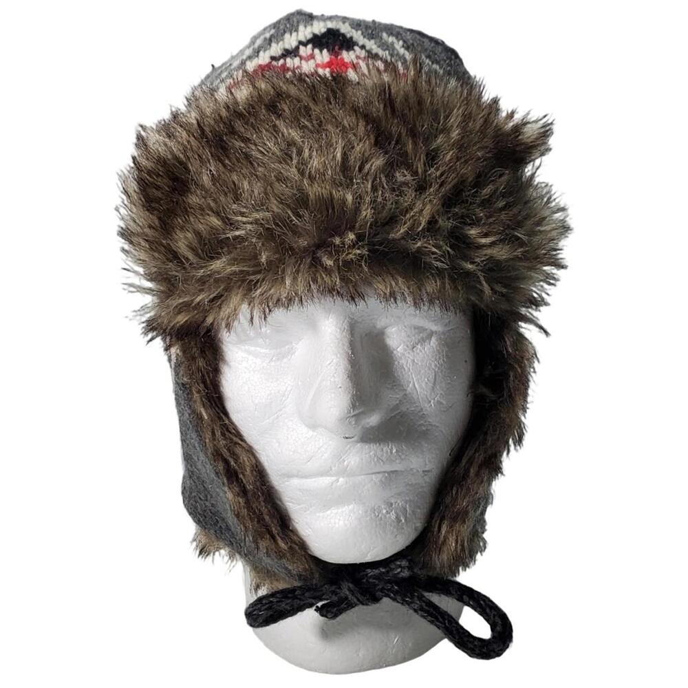 American Eagle Outfitters Snowflake Print Trapper Hat Cap Faux Fur